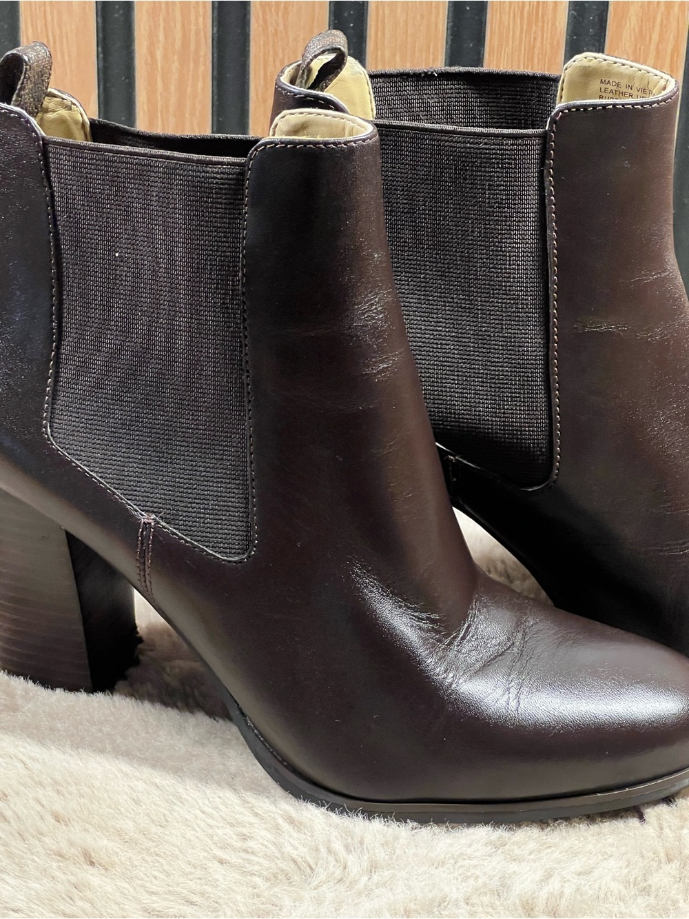 Michael Kors Lottie Leather Ankle Booties Brown Block Heel Size 8M - Picture 3 of 13